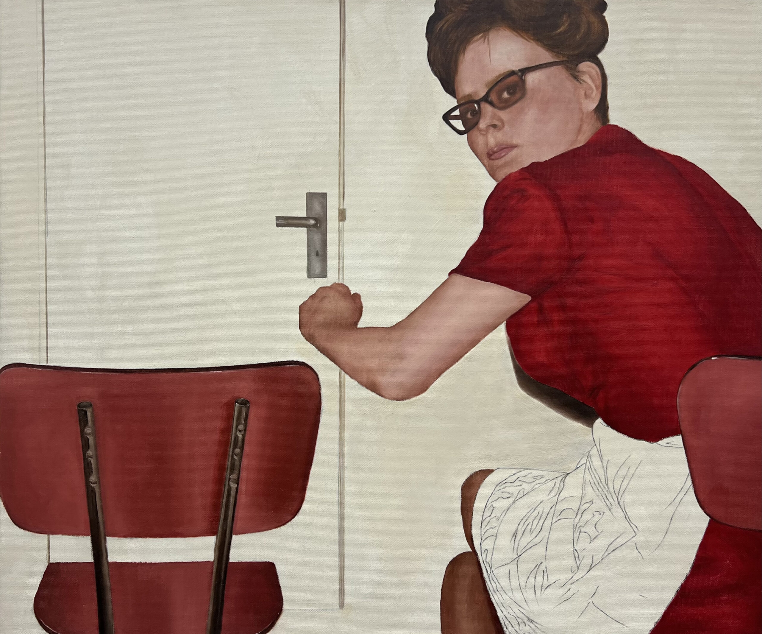 Emily Dauphin, An der Schwelle, 50 x 60 cm, Öl auf Leinwand, 2025