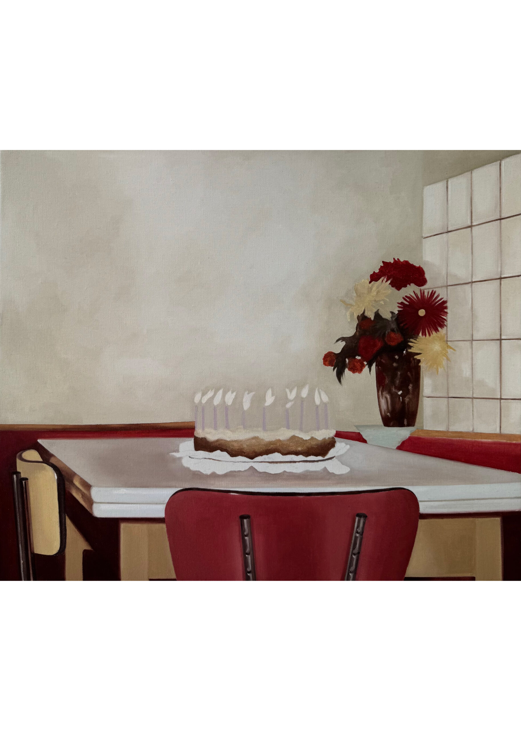 Emily Dauphin, Acht Kerzen, 50 x 60 cm, Öl auf Leinwand, 2026